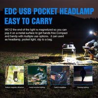 TrustFire MC12 EDC lampe frontale LED puissante 1000Lumens lampe frontale Rechargeable magnétique XP-L HI lampe torche de Camping