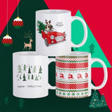 HTVRONT Lot de 6 tasses à sublimation de 11 OZ, ensemble vierge, gobelets classiques avec poignées pour Latte, bricolage, cadeau pour papier à sublimation