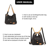 Sac à main KONO pour femme, sac à dos en toile, grand modèle, antivol, sac bandoulière multifonctionnel