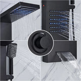 Panneau de douche LED noir, système de tour, cascade de pluie, colonne de douche, Massage hydroélectricité, corps Spa, bain-douche, mélangeur de robinet