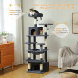 Grand arbre et tour pour chats d'intérieur, avec postes à gratter recouvertes de Sisal, hamac spacieux, perchoirs rembourrés et condos, jouets pour chats