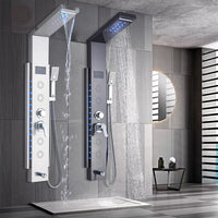 Cascade de pluie LED panneau de douche noir colonne de douche tour écran numérique TEMP mitigeur pulvérisation Bidet douche mitigeur robinet