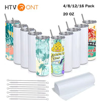 HTVlearT-Gobelets à sublimation en acier inoxydable, gobelet à sublimation droit maigre, gobelet vierge bricolage, bouteille standard, 4 pièces, 8 pièces, 12/16 pièces, 20 oz