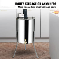 VEVOR Extracteur de Miel Électrique 4/8 Cadres Centrifugeuse Séparateur Miel 140 W Inox avec Couvercle Taille du Nid d'Abeilles Adaptée Profond 48x23 cm Moyen 48x16 cm Hauteur Réglable pour Apiculture