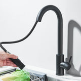 Robinet d'évier de cuisine extractible, deux fonctions, mitigeur d'eau chaude et froide à poignée unique, monté sur le pont