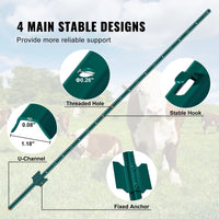Poteau de clôture SucceBuy en forme de T, poteau métallique robuste, piquet en acier résistant pour jardin, pelouse, ferme, clôture extérieure en fil de fer