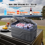 SucceBuy Réfrigérateur de voiture congélateur portable double zone réfrigérateur de voiture réfrigérateur gamme réglable 12/24 V DC et un congélateur à compresseur