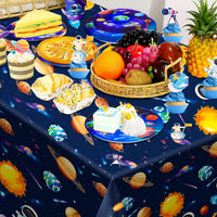 Décorations de fête d'anniversaire spatial, 88 pièces, décorations d'anniversaire et ensemble de vaisselle d'anniversaire pour espace extérieur, assiettes de fête, nappe, toile de fond