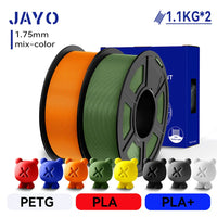 JAYO Filament d'imprimante 3D PETG / PLA / PLA PLUS 1.75mm 2.2 KG 100% matériaux d'impression 3D non toxiques sans bulle pour imprimante 3D