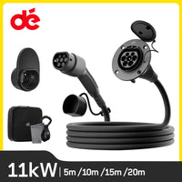 dé Câble d'extension de type 2 pour station de charge Wallbox, chargeur EV, compatible avec toutes les prises de charge de type 2, 11kW, 5m, 10m, 15m, 20m