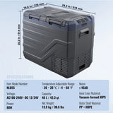 SucceBuy Réfrigérateur de voiture congélateur portable double zone réfrigérateur de voiture réfrigérateur gamme réglable 12/24 V DC et un congélateur à compresseur