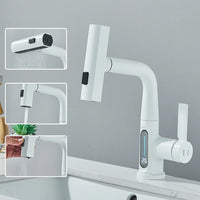 Robinet de lavabo à affichage numérique de température de cascade, pulvérisateur à jet de levage vers le bas, mélangeur d'évier d'eau chaude et froide, robinet de lavage pour salle de bains