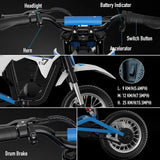 Moto Électrique pour Enfants EVERCROSS TECH EV12M Pro - 300W, 25 km/h, 15 km d'Autonomie, Bluetooth & LED, Pneus 12''