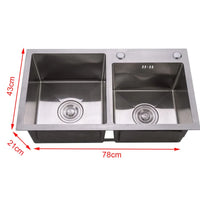 Double évier en acier inoxydable, vaisselle avec égouttoir, évier caché profond, accessoires de salle de bains et de cuisine, articles ménagers