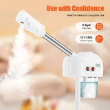 Vaporisateur facial à l'ozone 750 ml, hauteur réglable, rotation à 360°, appareil de soin du visage mobile pour salon de beauté et spa, blanc/noir