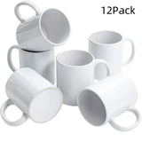 HTVRONT Lot de 6 tasses à sublimation de 11 OZ, ensemble vierge, gobelets classiques avec poignées pour Latte, bricolage, cadeau pour papier à sublimation