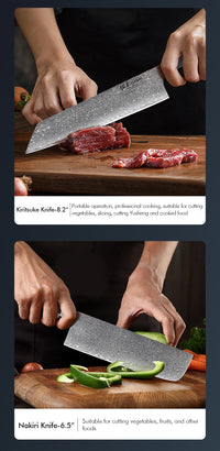 Couteau de chef japonais TURWHO forgé à la main, en acier damassé, couteau de cuisine Santoku, couteau à sashimi, couteau à pain, outil de cuisine utilitaire à lame artisanale
