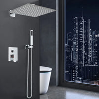 Ensemble de douche à chaud chromé, inverseur en laiton mélangé, robinet de centre commercial, tête de 8 à 16 ", montage mural, commande de boîte encastrée, 2/3 voies