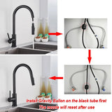 Robinet d'évier de cuisine extractible, deux fonctions, mitigeur d'eau chaude et froide à poignée unique, monté sur le pont
