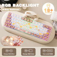 Clavier de jeu sans fil YUNZII C68, clavier mécanique RVB personnalisé Hi-Fi Cute Cat, Silicone 65% échange à chaud ergonomique Kitty Keeb