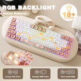 Clavier de jeu sans fil YUNZII C68, clavier mécanique RVB personnalisé Hi-Fi Cute Cat, Silicone 65% échange à chaud ergonomique Kitty Keeb
