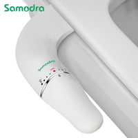 SAMODRA Fixation de bidet ultra mince pour siège de toilette – Double buse, pression d'eau réglable, pulvérisateur de cul non électrique