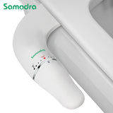 SAMODRA Fixation de bidet ultra mince pour siège de toilette – Double buse, pression d'eau réglable, pulvérisateur de cul non électrique