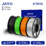 Filament PETG JAYO pour imprimante 3D FDM, 2 bobines de 1,75 mm, enroulement soigné, 2,2 kg/lot