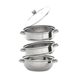 Cuiseur à vapeur en acier inoxydable à 3 niveaux 28CM + couvercle en verre, ustensiles de cuisine, ensemble de marmites à vapeur, cuiseur à vapeur en argent, cuiseur à vapeur pour légumes
