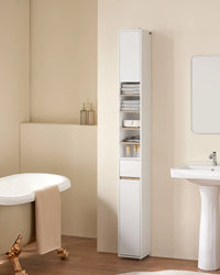 Armoire de salle de bain haute SoBuy BZR34 à 5 compartiments, 1 tiroir et portes, blanche, dimensions approximatives : 20 x 180 x 20 cm.