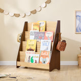 SoBuy KMB32 Bibliothèque pour enfants Étagère pour enfants Support pour journaux avec 4 étagères Étagère de rangement pour enfants Blanc