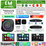 CarlinKit Android 13 LED AI Box, boîtier multimédia intelligent pour voiture, CarPlay sans fil, Android Auto sans fil, puce Qualcomm, carte SD extensible jusqu'à 512 Go