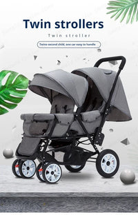 STOCK ue poussettes jumeaux Double enfants deux sièges poussettes chariot pliable vente en gros bébé poussette sièges avant et arrière