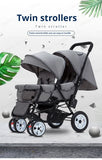 STOCK ue poussettes jumeaux Double enfants deux sièges poussettes chariot pliable vente en gros bébé poussette sièges avant et arrière