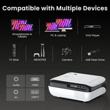 Projecteur Bluetooth HAPPRUN natif 1080P, projecteur de films extérieur portable Full HD avec haut-parleur intégré, avec HDMI, USB, AV
