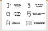 Valise à bagages roulante de grande capacité à ouverture frontale, cadre en aluminium, valise d'embarquement avec chargeur USB et porte-gobelets