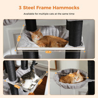 Gros arbre à chat pour chats de grande taille tour à chat robuste avec plusieurs niveaux maison à chat arbre d'escalade avec hamac 11 poteaux en Sisal grand perche