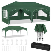 WOLTU Gazebo de pavillon pliant réglable 3x6m avec 6 parois latérales Tente de fête de protection UV étanche avec sac de transport pour pique-nique