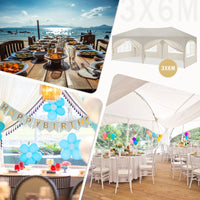 WOLTU Gazebo de pavillon pliant réglable 3x6m avec 6 parois latérales Tente de fête de protection UV étanche avec sac de transport pour pique-nique