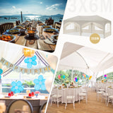 WOLTU Gazebo de pavillon pliant réglable 3x6m avec 6 parois latérales Tente de fête de protection UV étanche avec sac de transport pour pique-nique