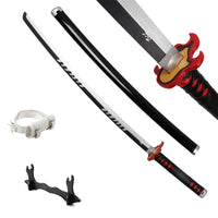 Katana Demon Slayer 41 pouces/104 cm (Tsuyuri Kanao Sanemi Giyuu) en bois bleu, jouet, épée, accessoire de jeu de rôle, personnage, arme