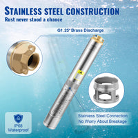 SucceBuy pompe Submersible pour puits profond pompe à eau en acier inoxydable 370W/550W/750W/1100W grande débit pompe à eau à tête haute
