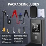 Démarreur portable avec pompe à air, démarreur de batterie de voiture 3000 A, compresseur d'air 150 PSI, gonfleur de pneus, lampe LED