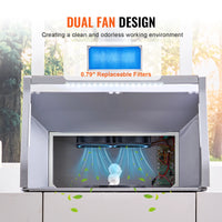 SucceBuy Cabine de pulvérisation d'aérographe Kit de cabine de pulvérisation de peinture d'aérographe portable à double ventilateur avec lumières LED et tuyau d'extension d'échappement