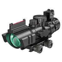 Lunette tactique 4x32 avec viseur à fibre optique, réticule éclairé RGB, lunette à prisme, lunettes de chasse avec rail Picatinny de 20 mm