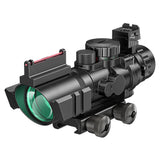 Lunette tactique 4x32 avec viseur à fibre optique, réticule éclairé RGB, lunette à prisme, lunettes de chasse avec rail Picatinny de 20 mm