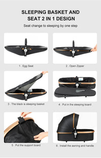 Poussette légère Magic ZC, poussette bébé 3 en 1, landau pour bébé, poussette légère en PU 3 en 1