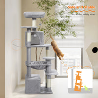 Grand arbre et tour pour chats d'intérieur, avec postes à gratter recouvertes de Sisal, hamac spacieux, perchoirs rembourrés et condos, jouets pour chats