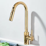 Robinet d'évier de cuisine extractible, deux fonctions, mitigeur d'eau chaude et froide à poignée unique, monté sur le pont