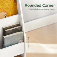 SoBuy KMB32 Bibliothèque pour enfants Étagère pour enfants Support pour journaux avec 4 étagères Étagère de rangement pour enfants Blanc